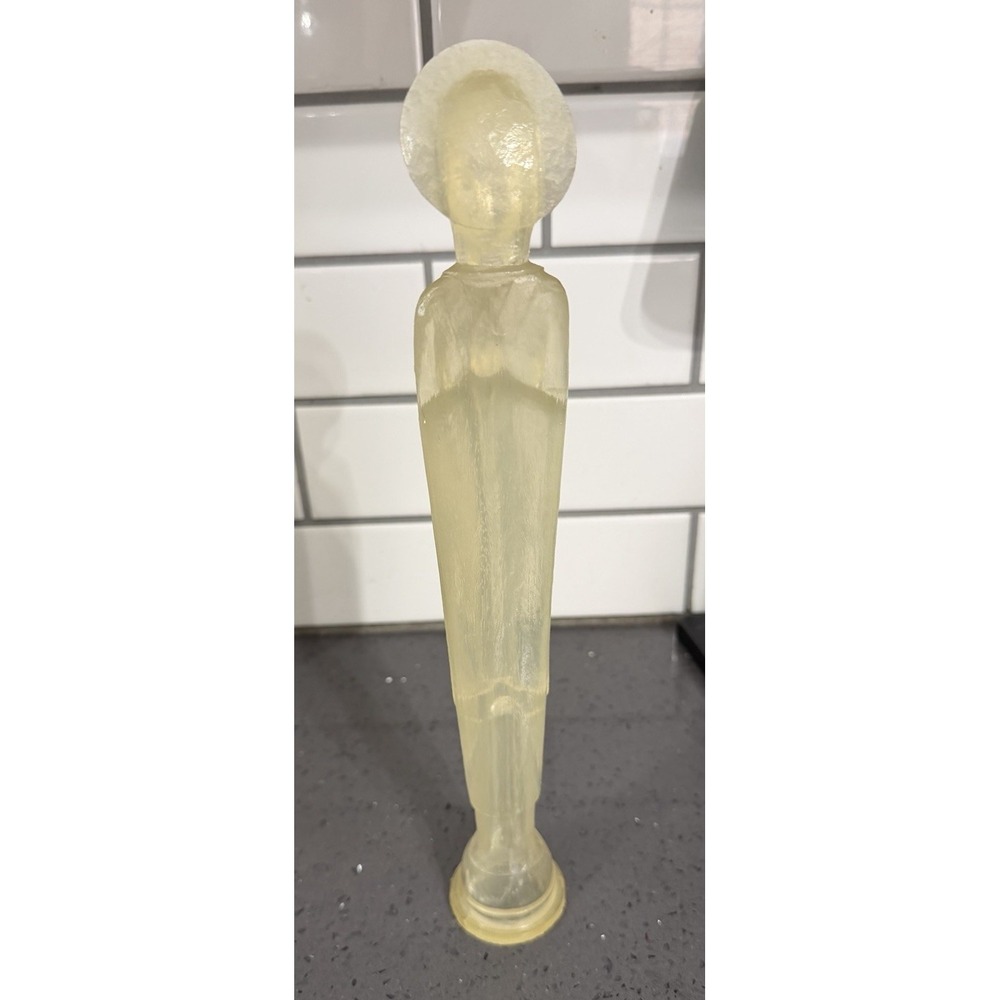 VTG Clear Lucite Acrylic Praying Virgin Mary Madonna MCM Religious Statue - Picture 3 of 5